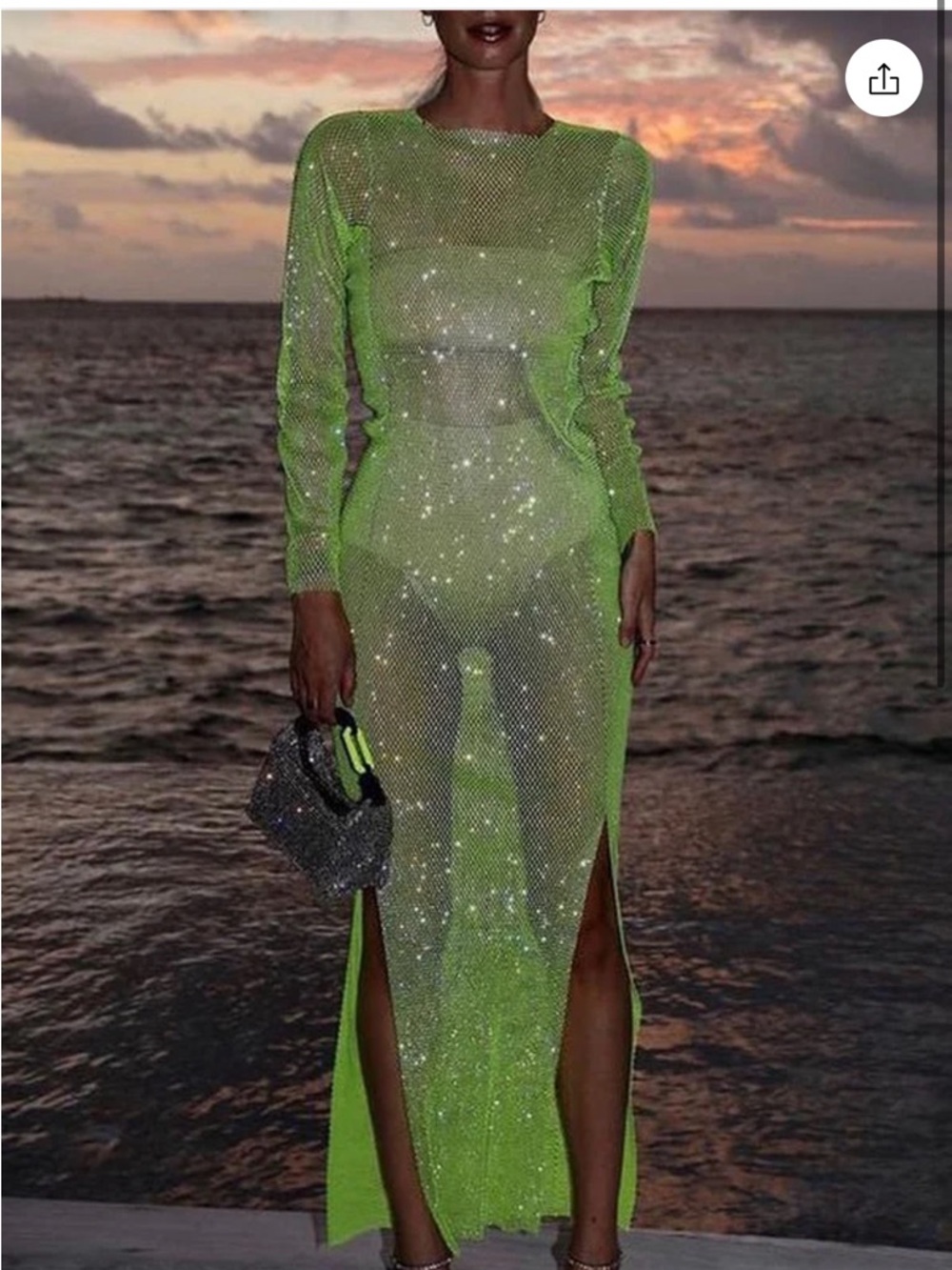 Neon Green Fishnet Dress